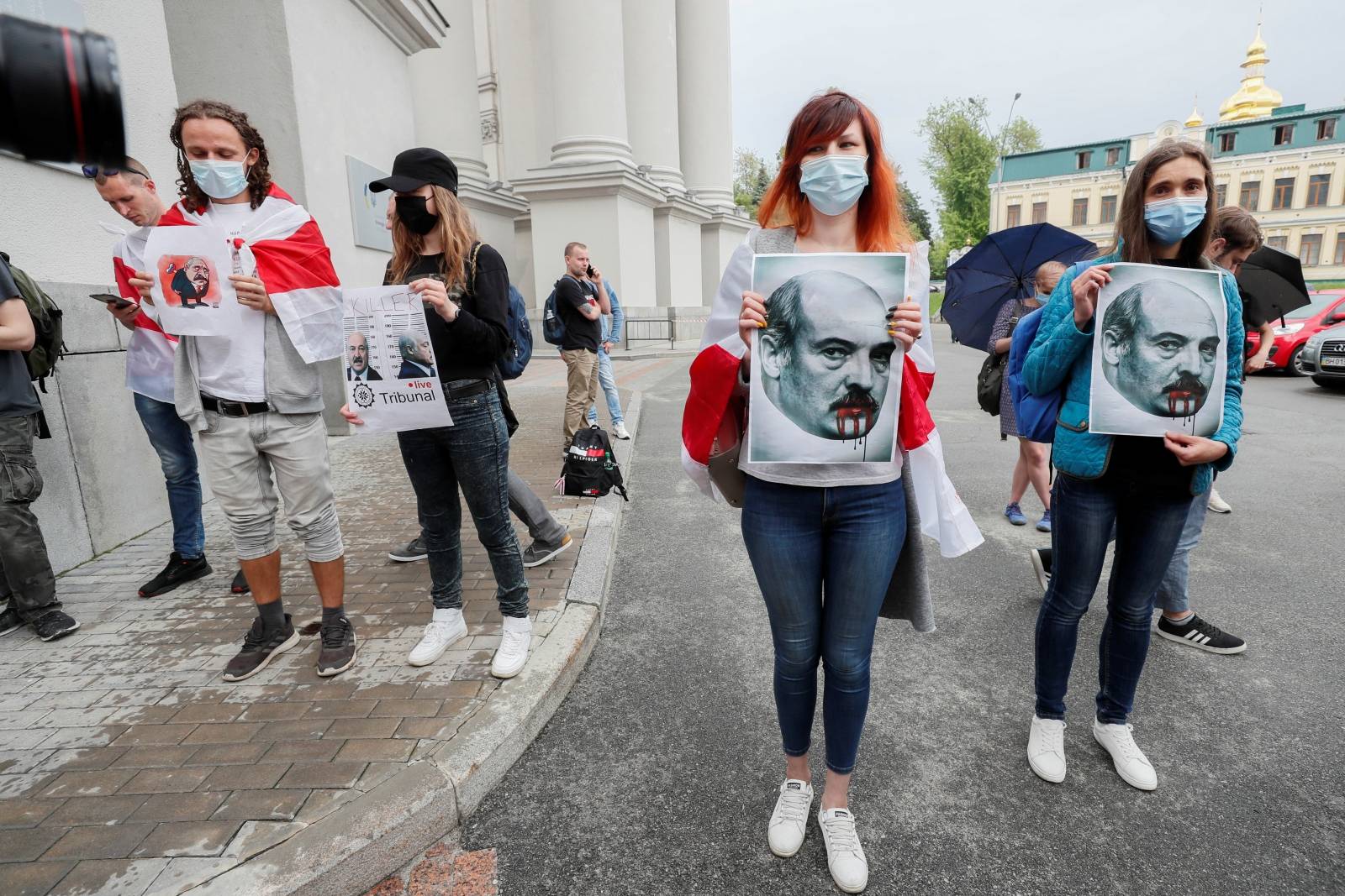 Rally in support of Belarusian anti-government protests, in Kyiv