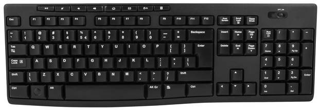 Wireless computer keyboard on white background