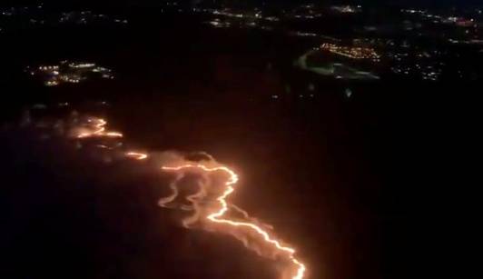 Aerial view shows wildwifres on the Island of Maui