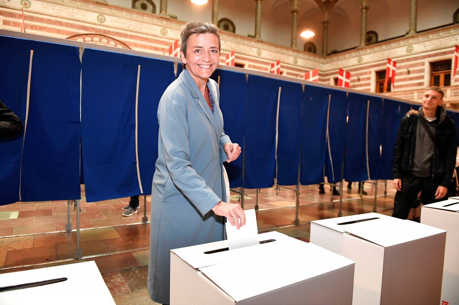 EU Competition Commissioner Vestager votes in Copenhagen