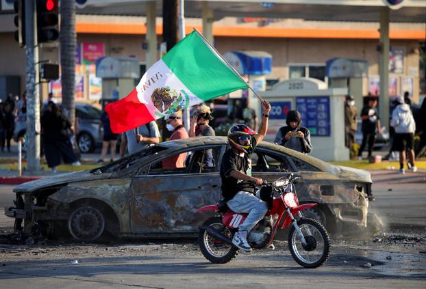 Protest following multiple detentions by Immigration and Customs Enforcement (ICE), in Paramount
