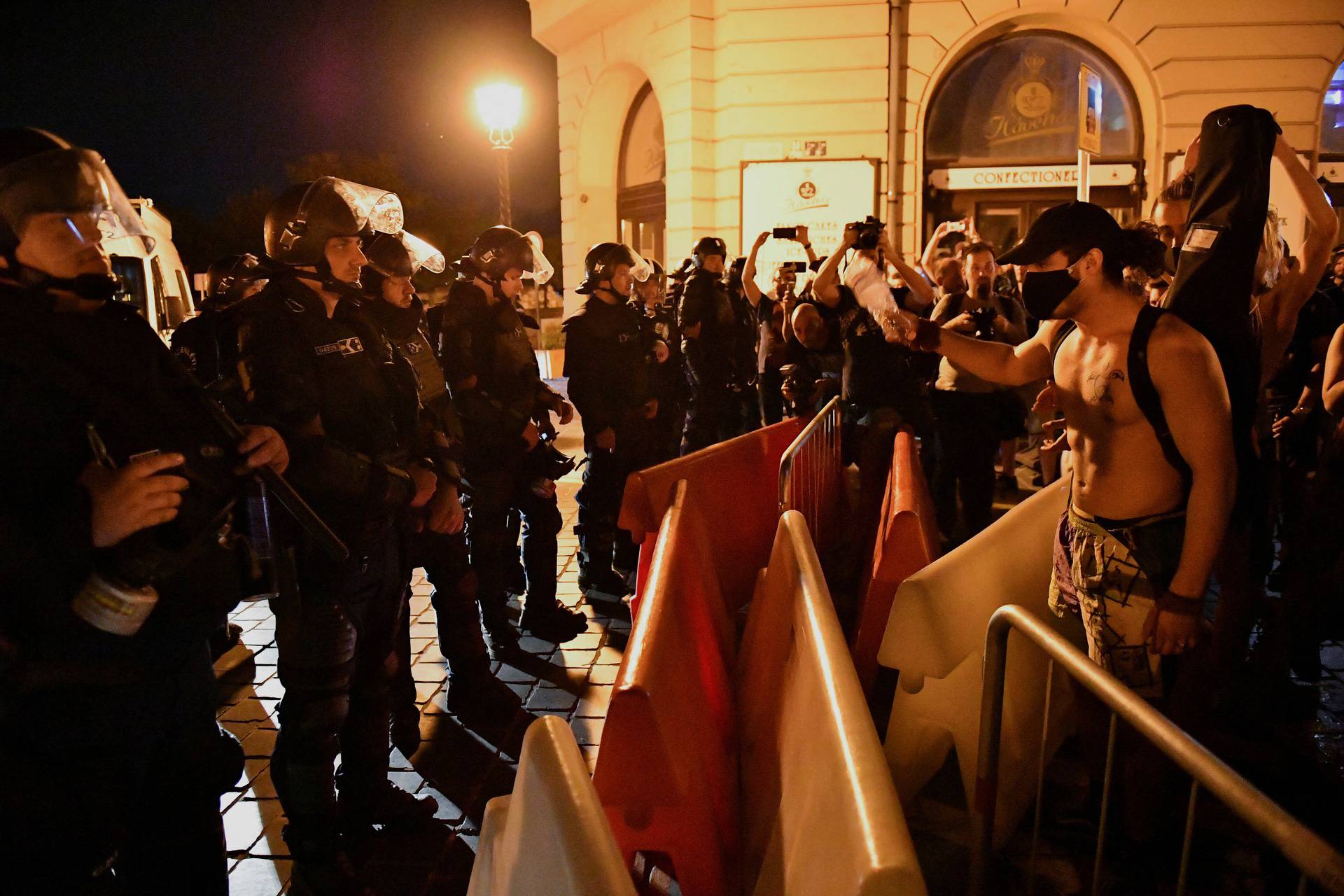 Hungarians protest against tightened small business tax rules, in Budapest