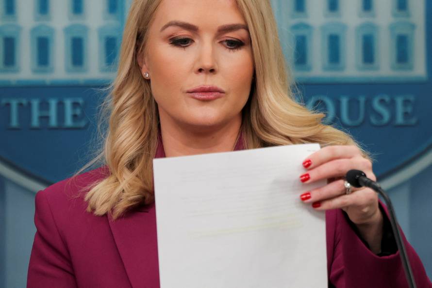 White House Press Secretary Leavitt first daily briefing at the White House