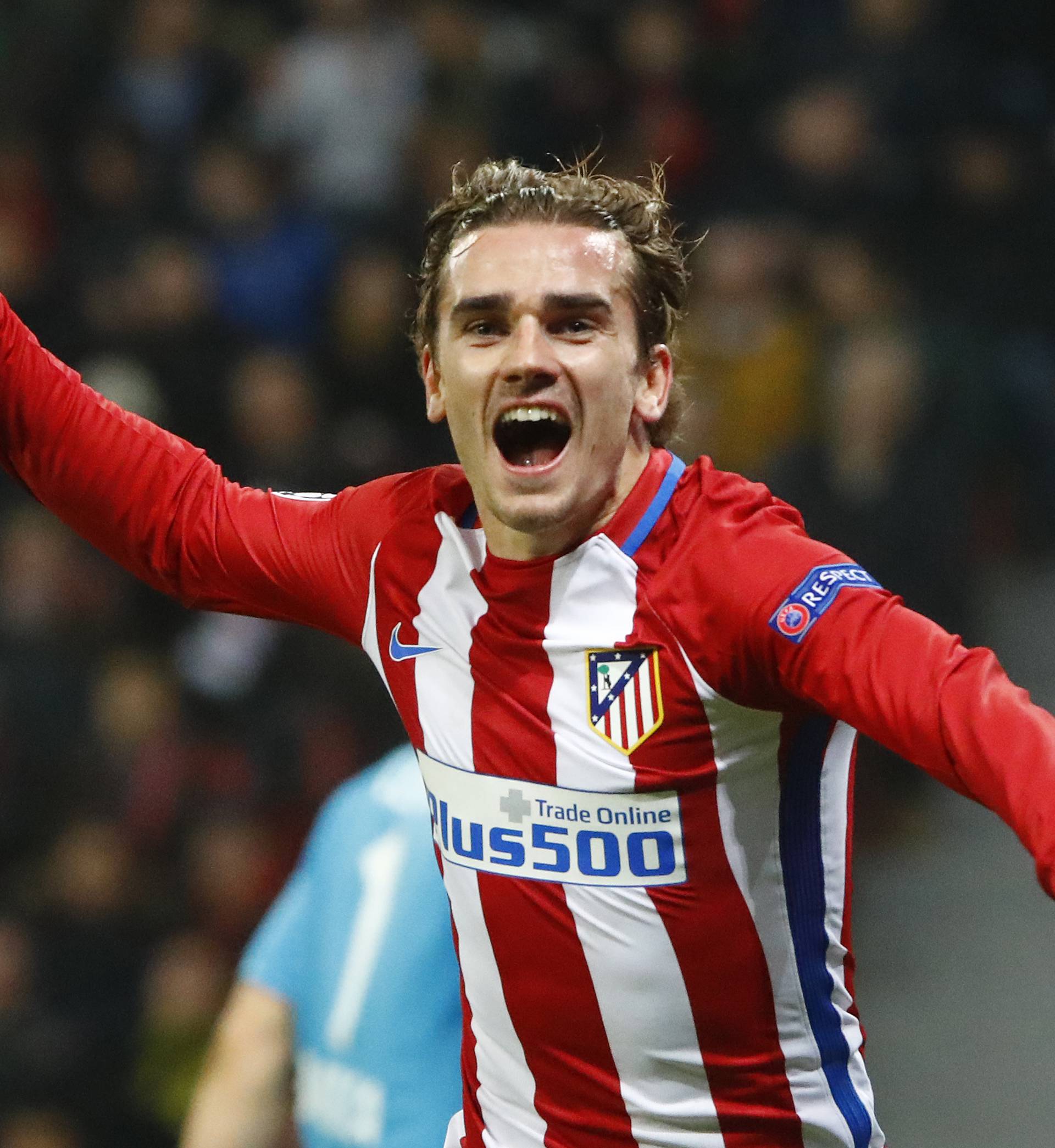 Atletico Madrid's Antoine Griezmann celebrates scoring their second goal