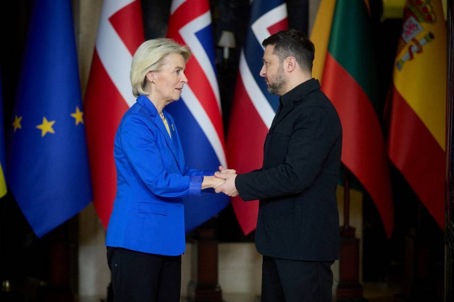 Ukrainian President Zelenskiy meets with President of the European Commission Ursula von der Leyen before a meeting of 'Coalition of the Willing' in Kyiv