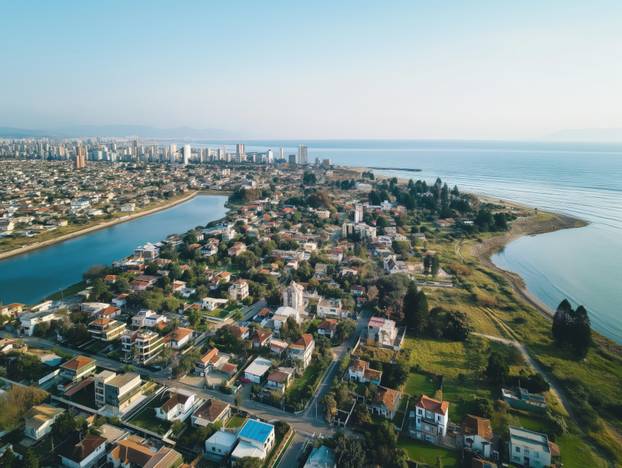 Coastal Cityscape with Residential and Urban Areas