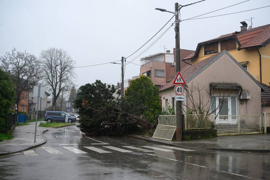 Zagreb: Olujni vjetar poharao Špansko, dignuti krovovi i isčupana stabla 