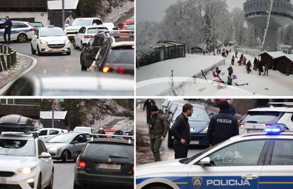 FOTO Počela skijaška sezona na Sljemenu, policija zbog velike gužve morala zatvoriti cestu