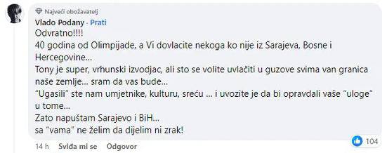 Burne reakcije iz Sarajeva zbog koncerta Tonyja Cetinskog: 'Ovo se uvlačite u g*zove Hrvatima'