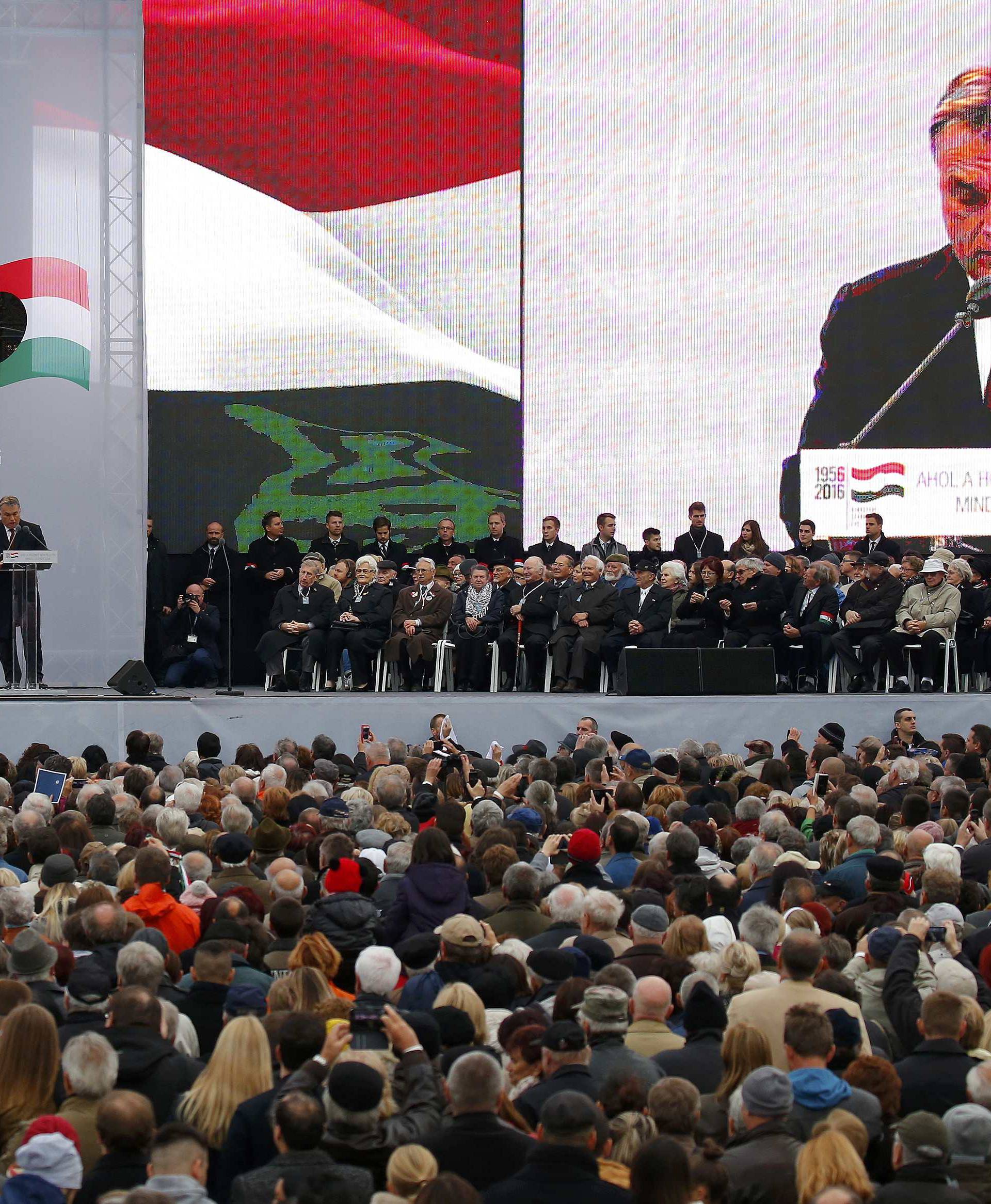 Hungarian Prime Minister Orban speaks during a ceremony marking the 60th anniversary of 1956 anti-Communist uprising in Budapest