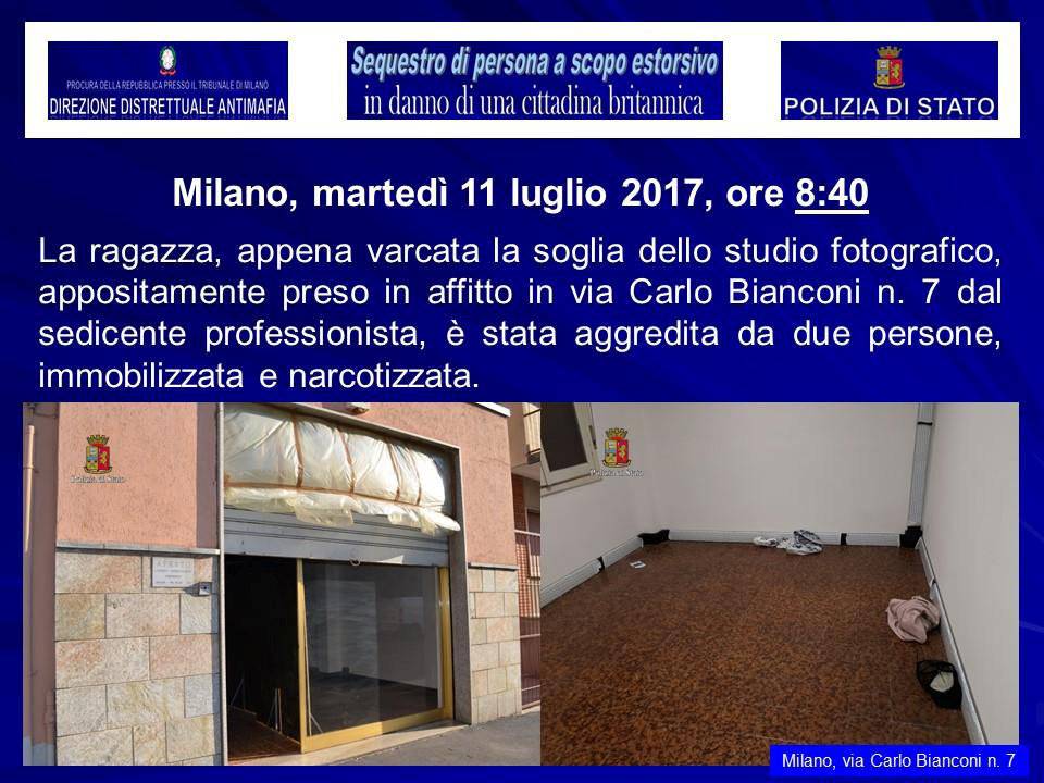 Italian Police handout shows a fake studio where a British model was kidnapped