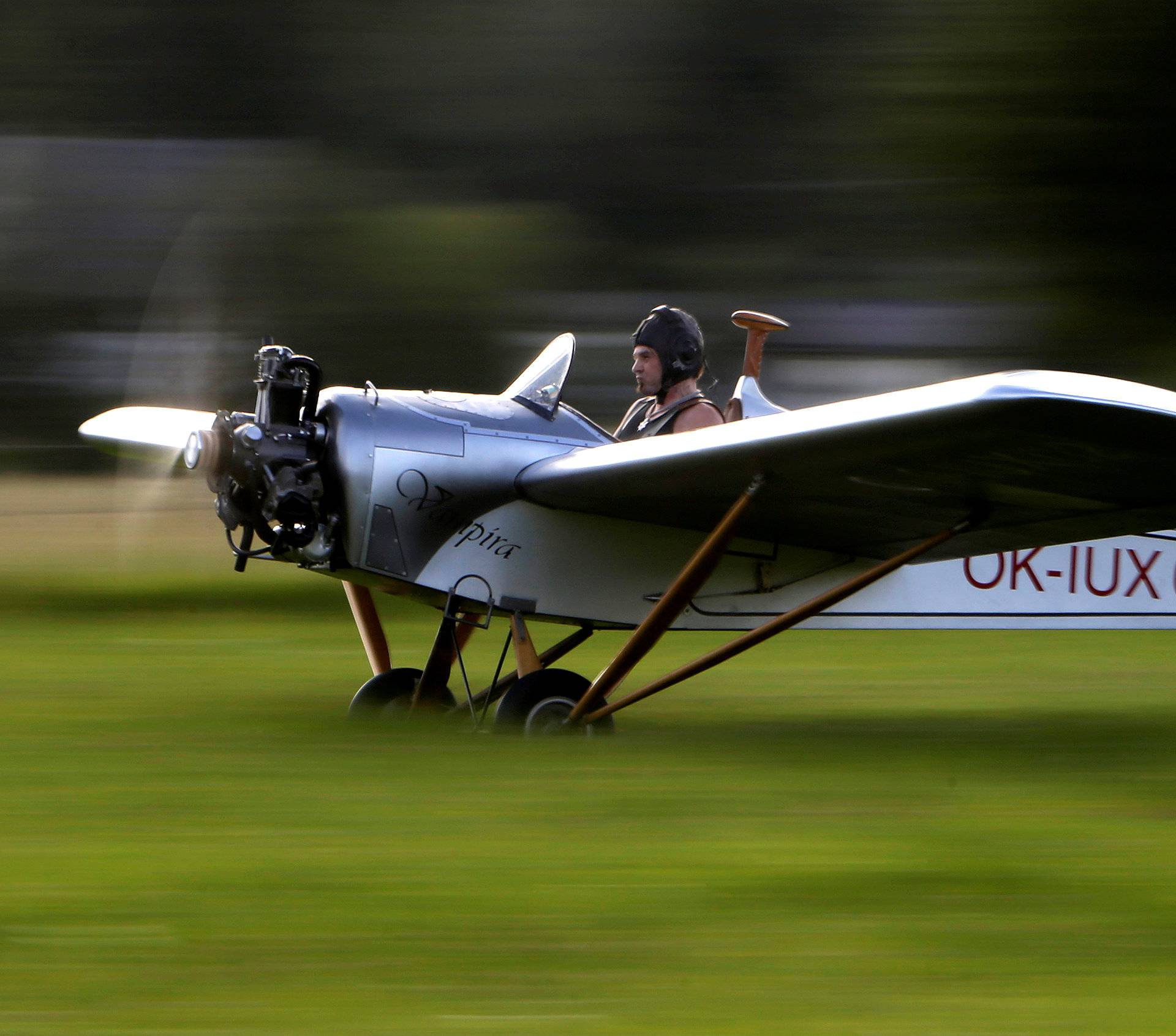 Aviator Frantisek Hadrava takes off with Vampira, an ultralight plane based on the U.S.-design of light planes called Mini-Max, near the village of Zdikov