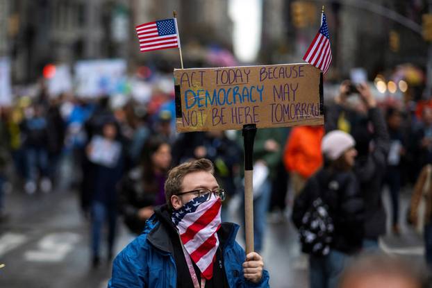 Anti-Trump "Hands Off" protest, in New York City