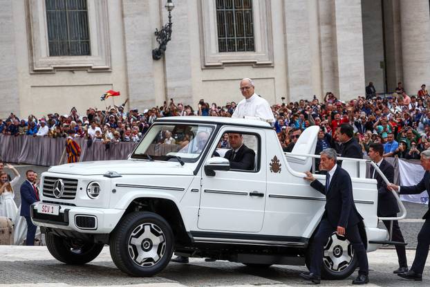Pope Leo XIV holds his first general audience in St. Peter's Square, at the Vatican