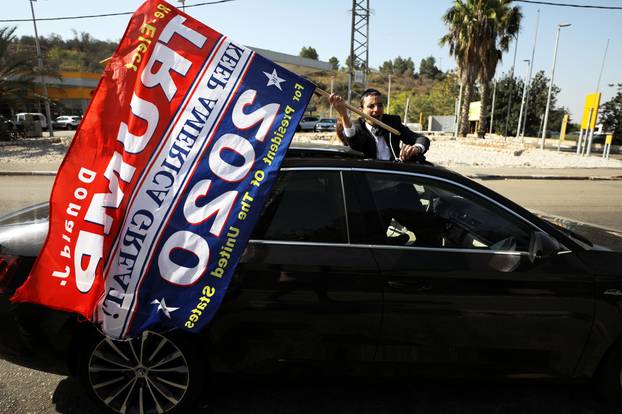 Convoy of Trump supporters drives to U.S. embassy in Jerusalem
