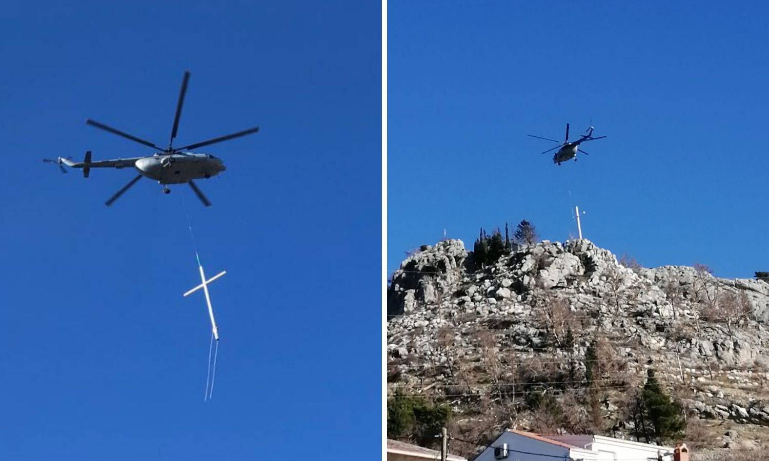 Helikopterom HV-a na Mosoru postavljaju križ od 10,5 metara