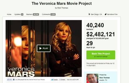'Veronica Mars film' najbrže na Kicstarteru došao do milijuna