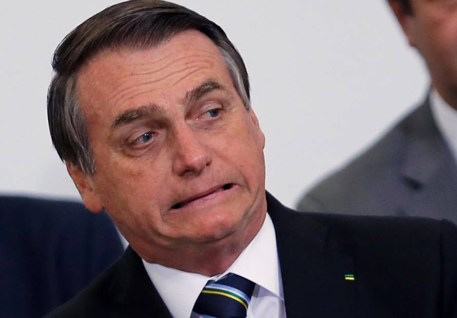 Brazil's President Jair Bolsonaro attends the ceremony marking his 200 days in office at the Planalto Palace in Brasilia