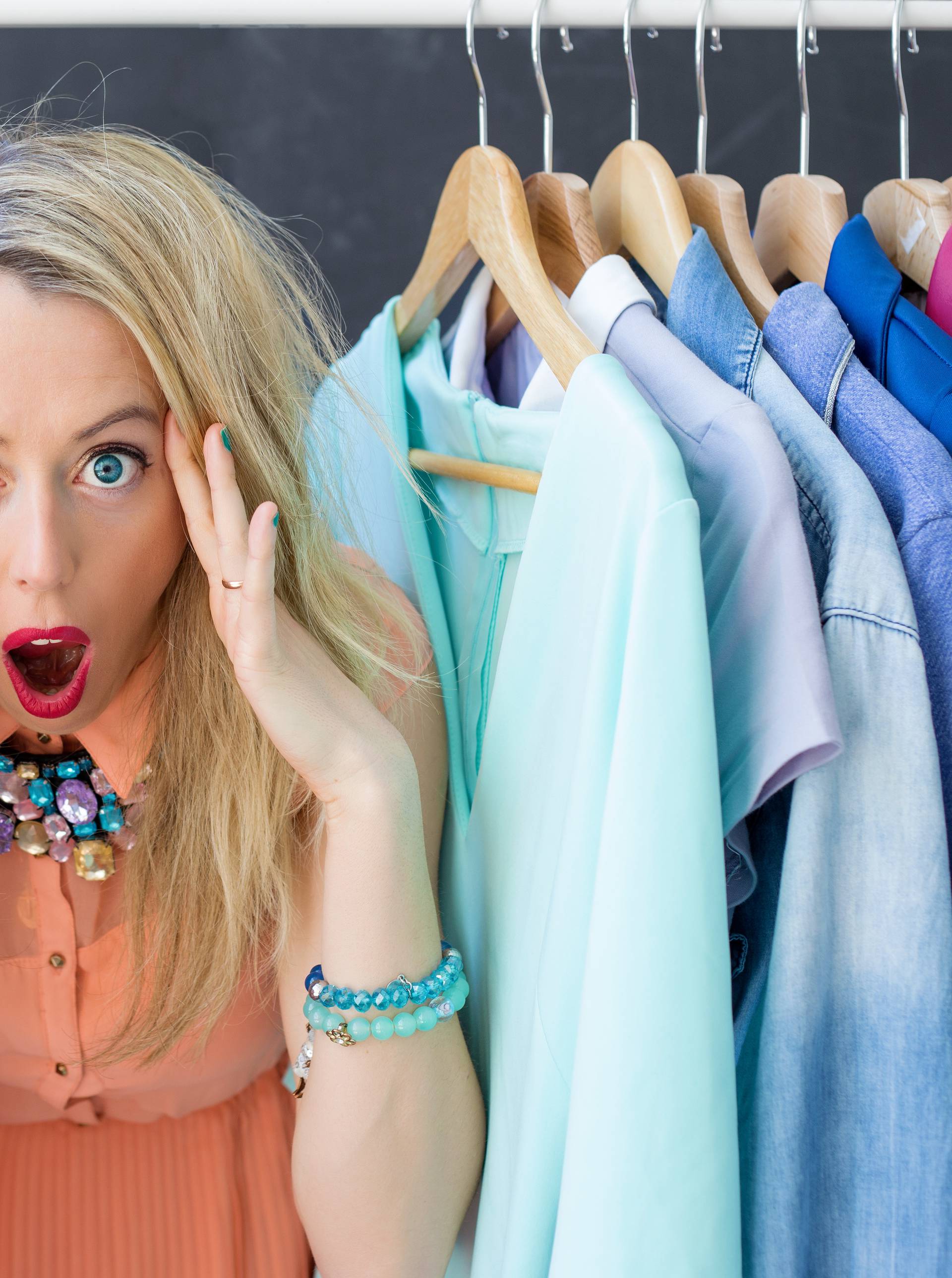 Stressed woman deciding what to wear