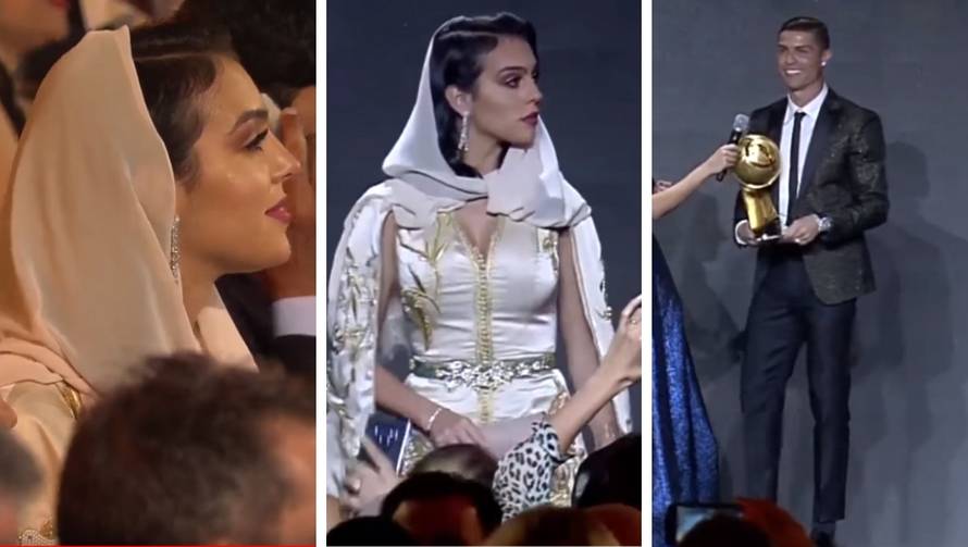 Ronaldo u svjetlucavom odijelu po nagradu, Georgina u marami