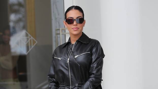 Cristiano Ronaldo's partner Georgina Rodriguez stuns in her black leather playsuit arriving at the Hotel Martinez during the 75th Annual Cannes Film Festival 2022