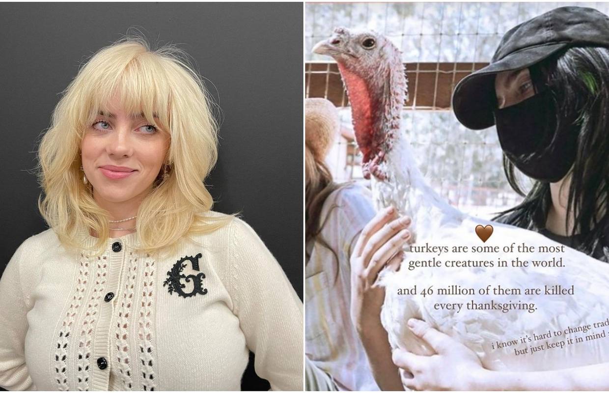 Billie Eilish podržala veganstvo grleći puricu: 46 milijuna purica ubiju za svaki Dan zahvalnosti