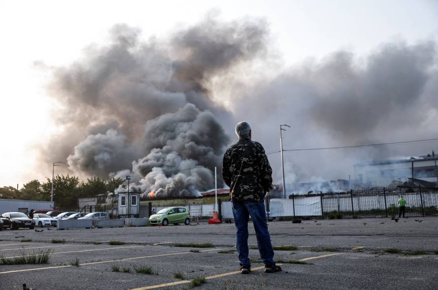 Aftermath of a Russian drone attack in Kyiv