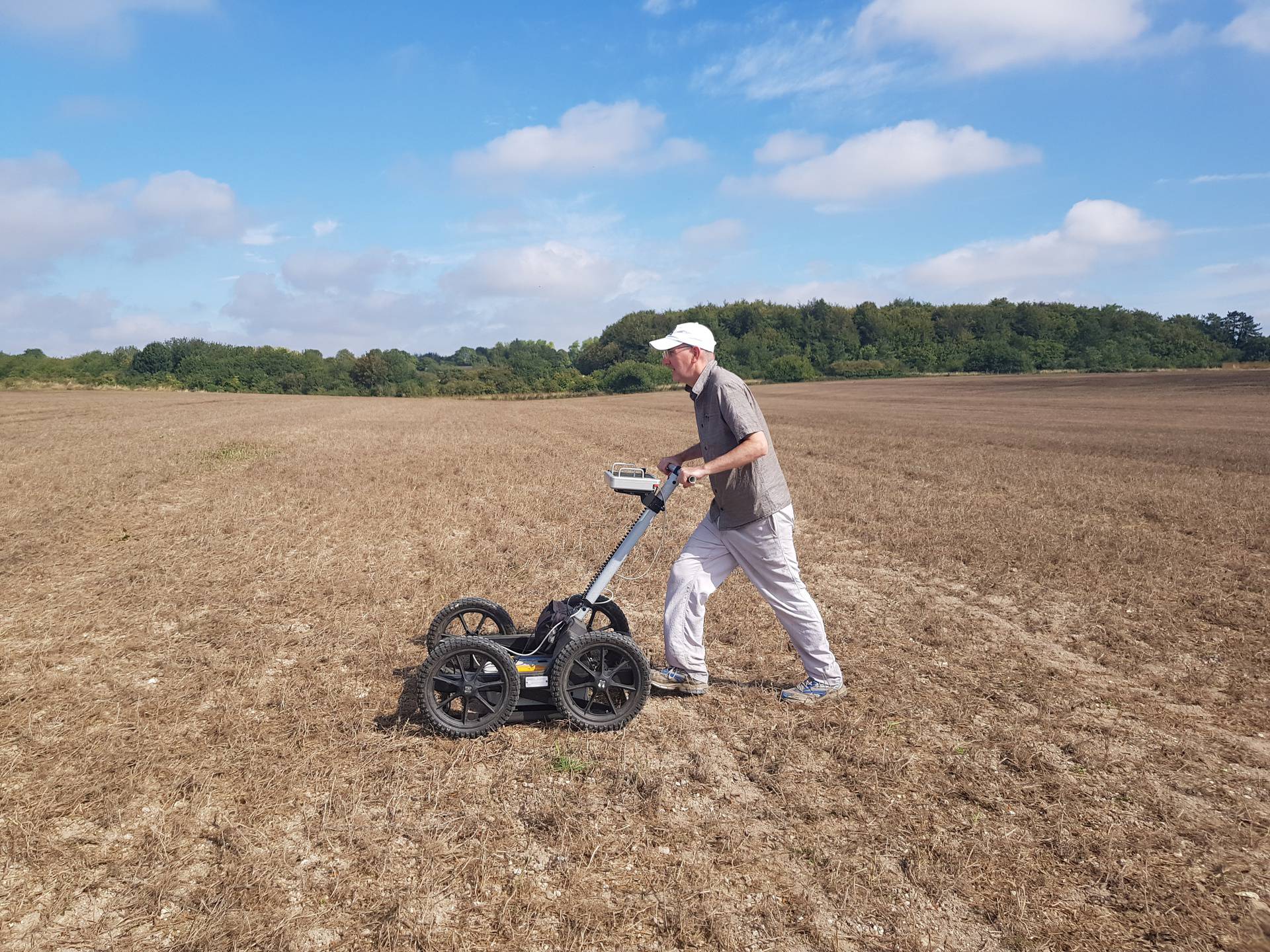 Christopher Gaffney from the University of Bradford conducts fieldwork in Durrington, Wiltshire