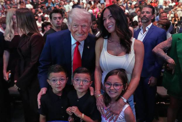 U.S. President Donald Trump attends UFC 327 at Kaseya Center