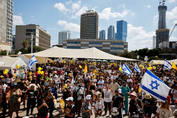 Protest at the Hostages Square in Tel Aviv