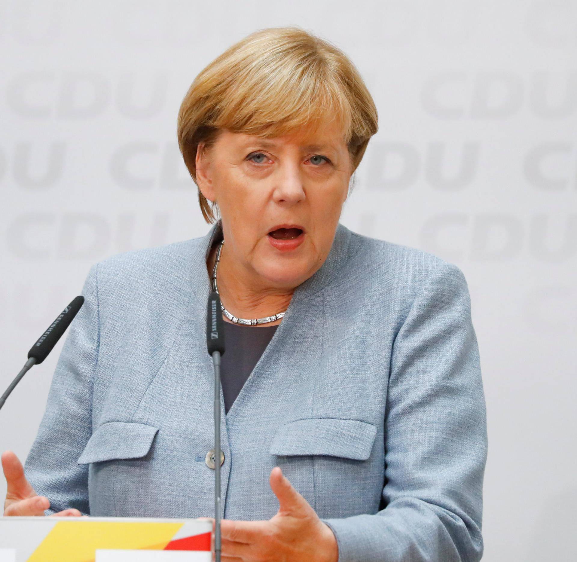 CDU news conference with Christian Democratic Union CDU party leader and German Chancellor Angela Merkel