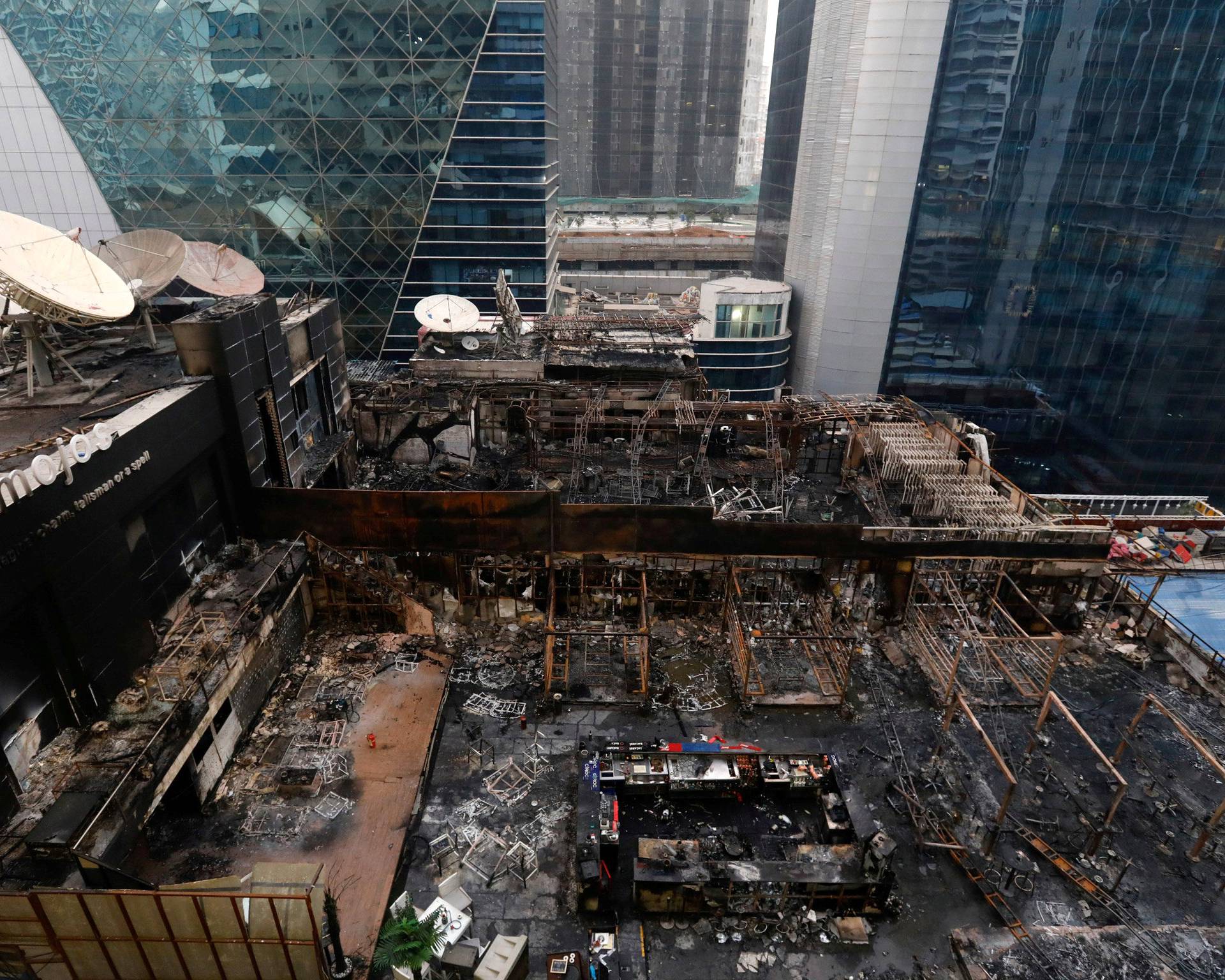 A general view of the restaurants destroyed in a fire in Mumbai