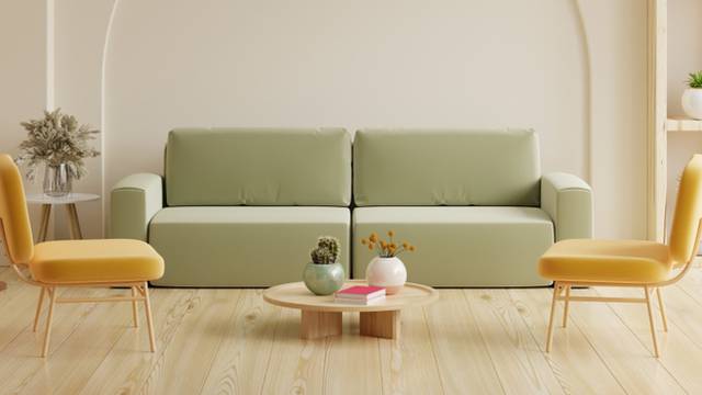 Living,Room,Interior,Room,With,Green,Sofa,And,Yellow,Armchair