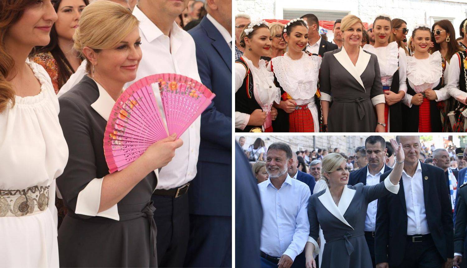 Kolinda u sivoj haljini blistala na Alci, a hladila se lepezom