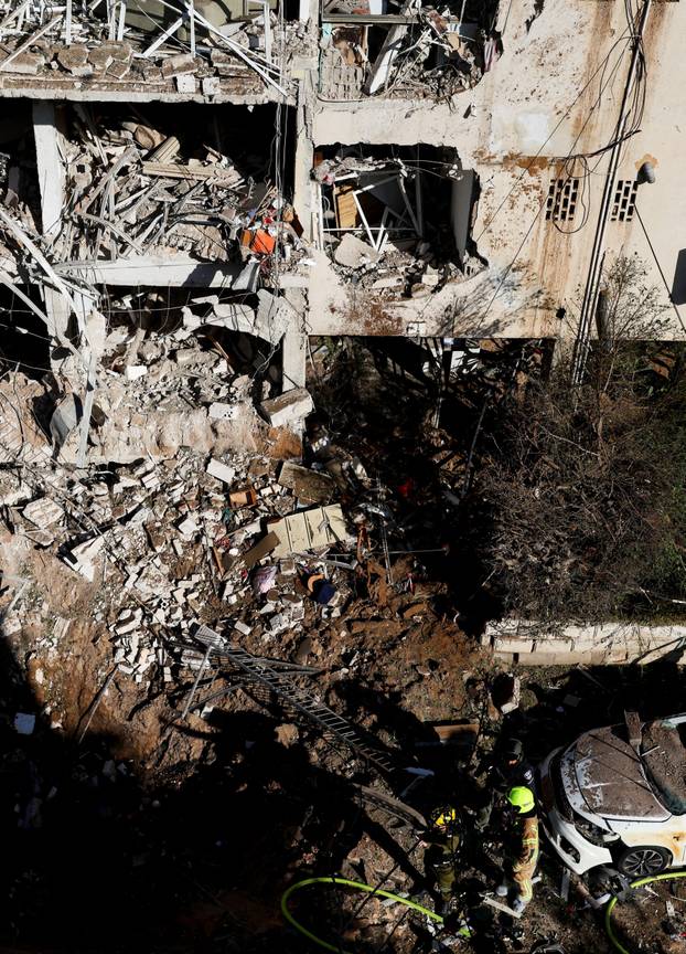 Aftermath of Iranian missile barrages in central Israel