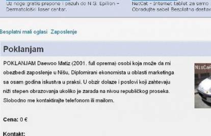 Ne želi biti nezaposlen: Srbin poklanja automobil za posao