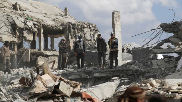 White Helmets volunteers in aftermath of earthquake in Jandaris
