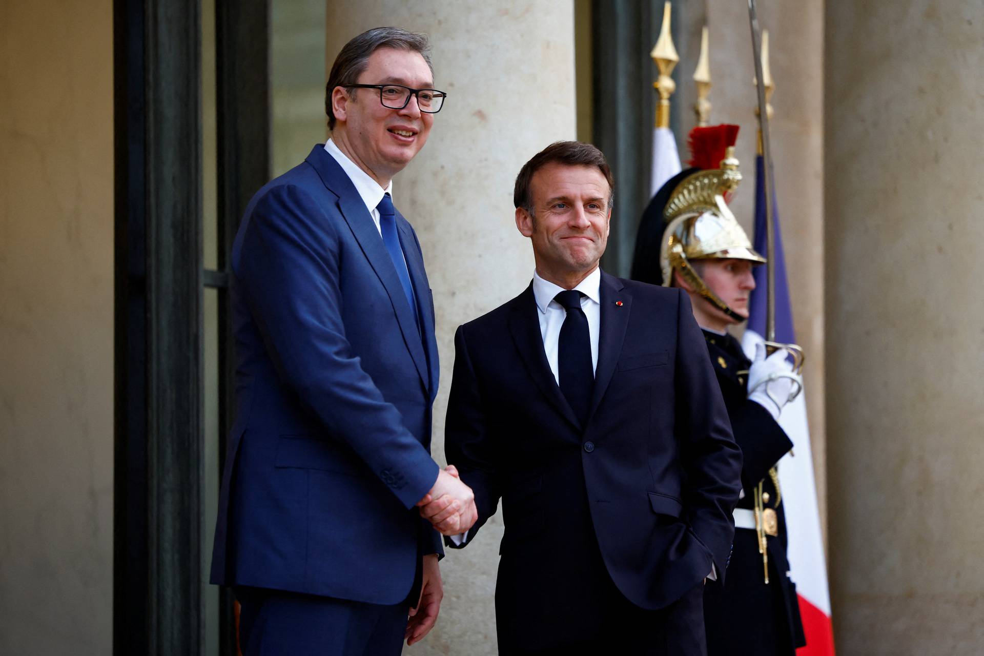 French President Macron meets Serbian President Vucic in Paris