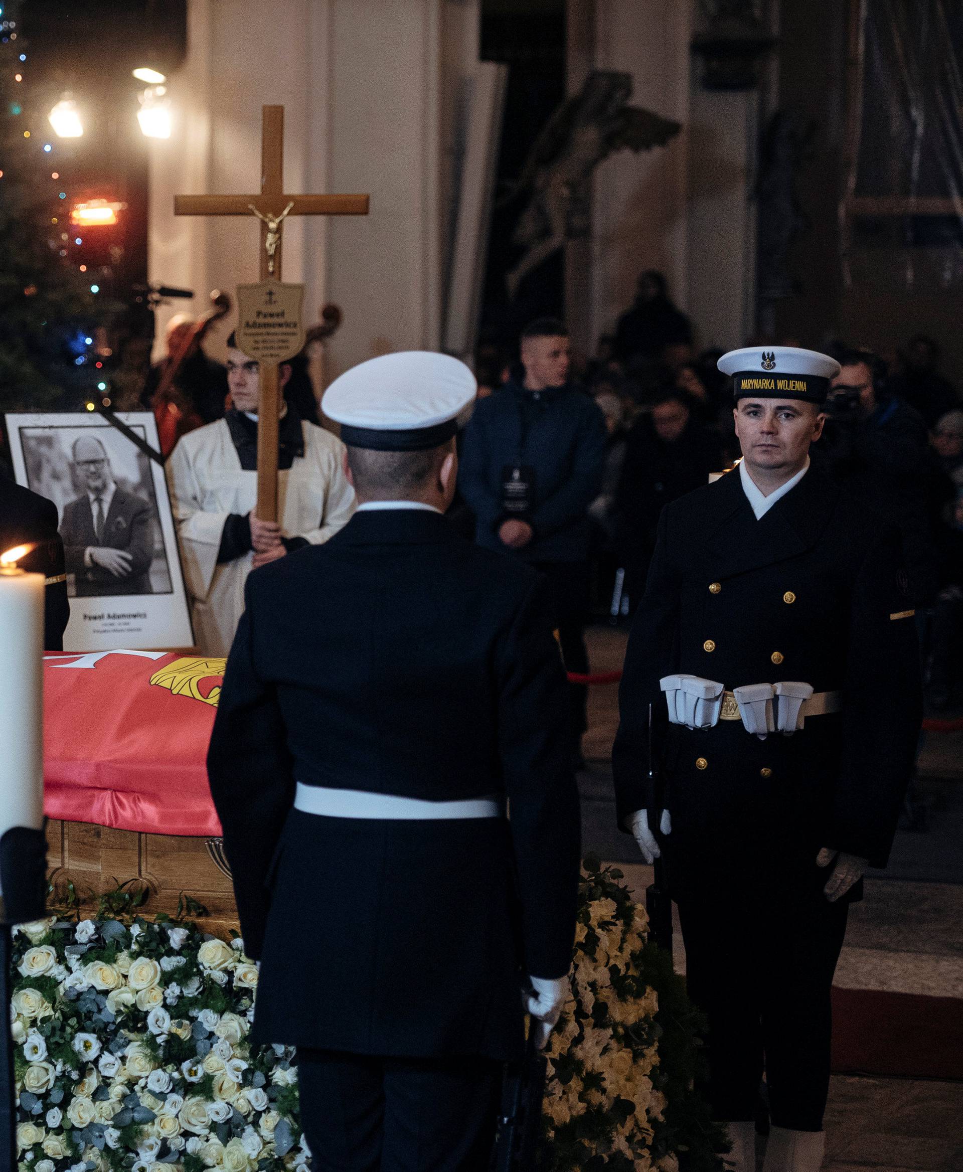 The coffin of Pawel Adamowicz, Gdansk mayor who died after being stabbed at a charity event, is seen at St. Mary's Basilica in Gdansk