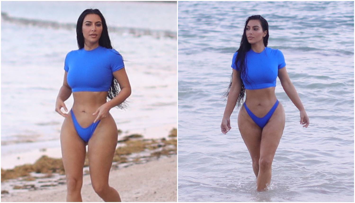 Kim u prirodnom izdanju na plaži: Evo kako izgledaju njene slavne obline bez Photoshopa