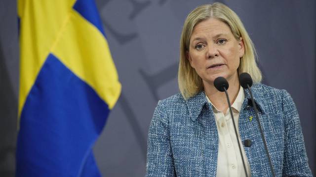 Sweden's PM Andersson attends a news conference at the Prime Minister's Office, in Copenhagen
