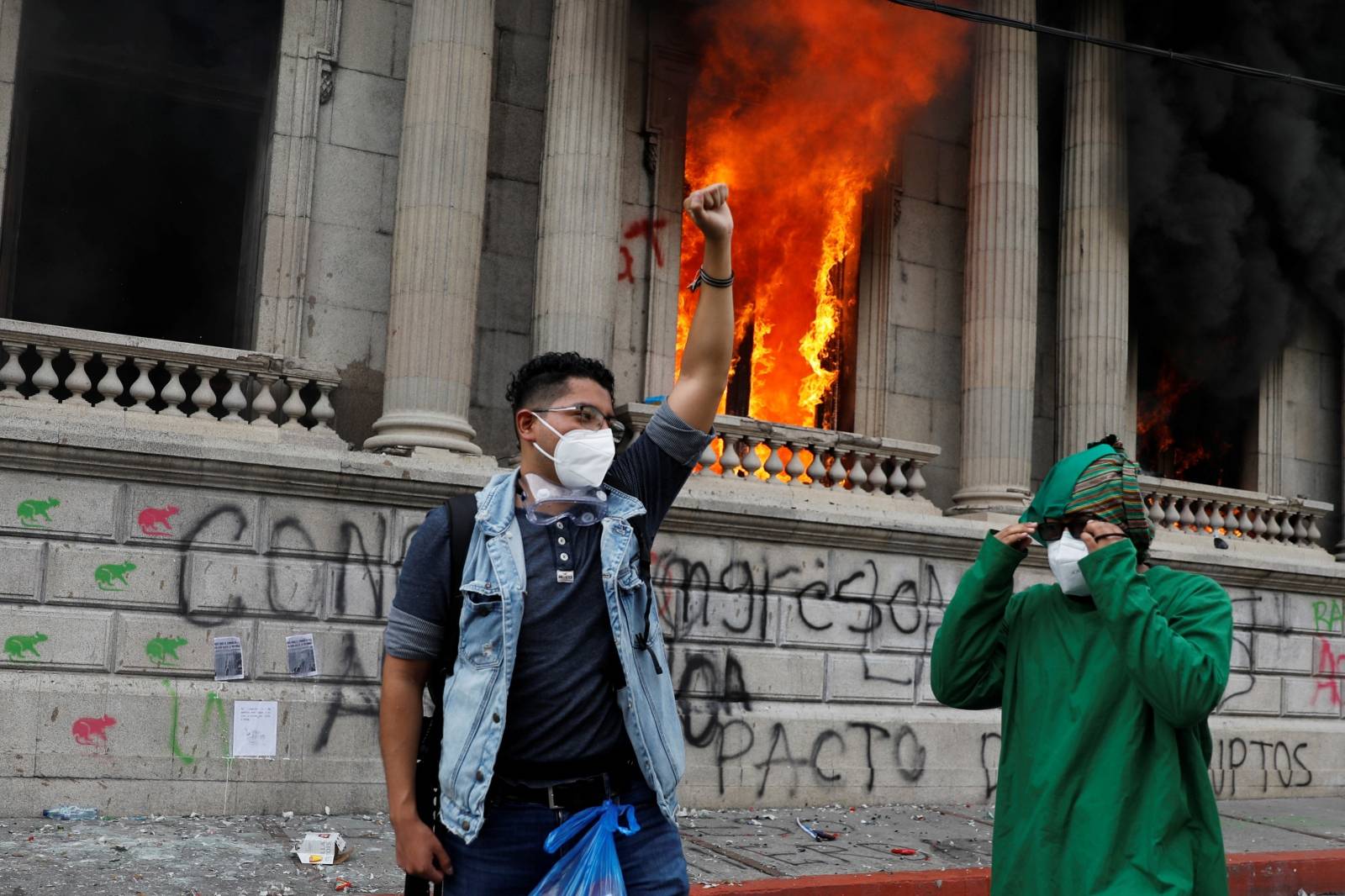 Protest demanding the resignation of President Alejandro Giammattei, in Guatemala City, Guatemala