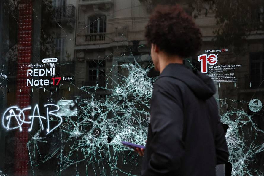 Aftermath of clashes during a national day of protests against the cost of living and rising fuel prices, in Marseille