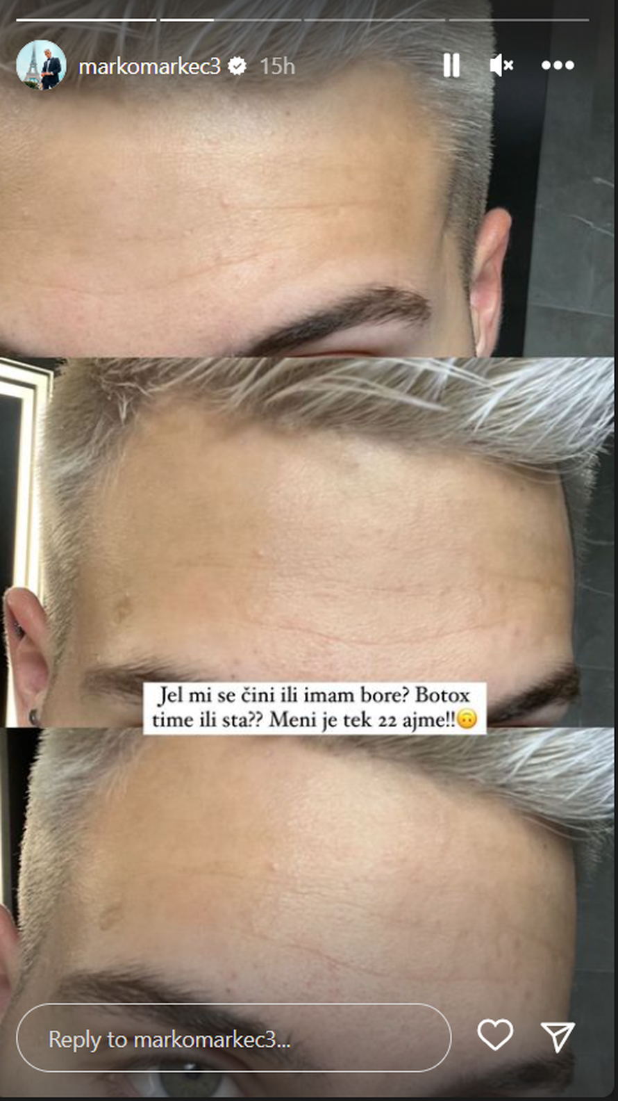 Marco Cuccurin se šokirao: 'Je l' mi se čini ili imam bore? Zar je već vrijeme za botoks?! Ajme!'