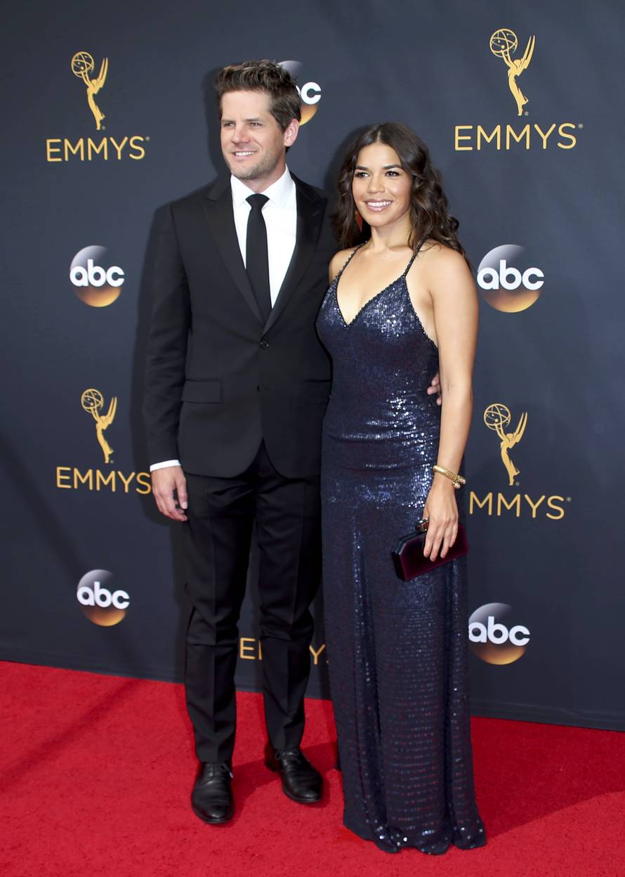 Actress Ferrera and husband Williams arrive at the 68th Primetime Emmy Awards in Los Angeles