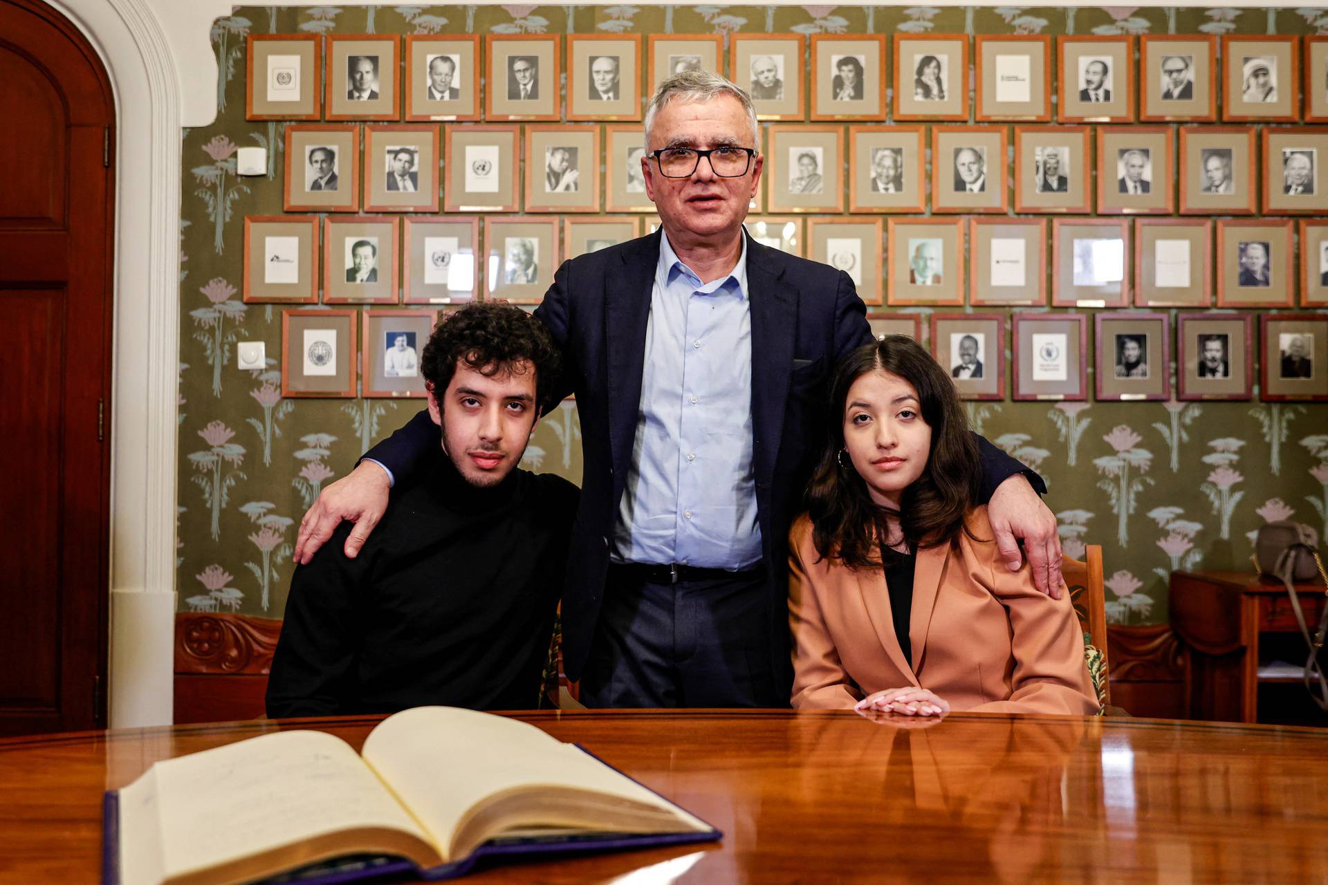 Press conference with the husband and children of this year's winner of the Nobel Peace Prize