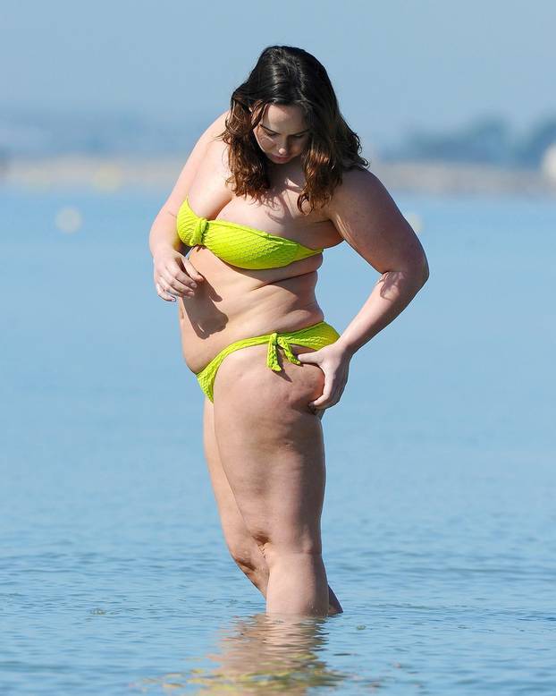 Exclusive: Chanelle Hayes Sports A Lime Green Bikini At The Beach In Alicante Spain