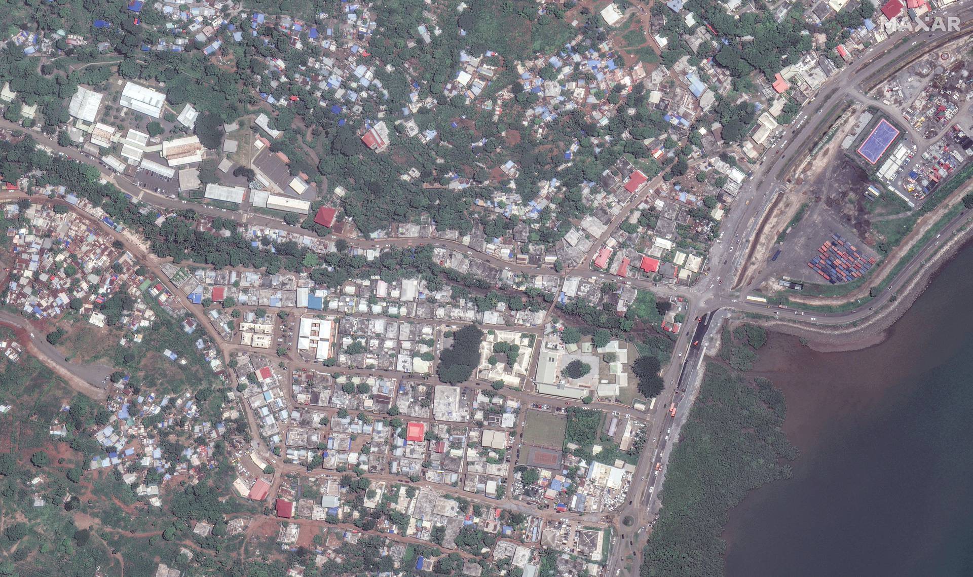 A satellite image shows buildings before Cyclone Chido in Mamoudzou, Mayotte