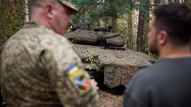 Ukraine's President Zelenskiy visits a front line in Eastern Ukraine