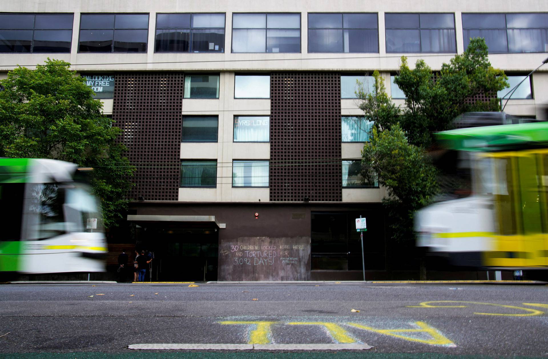 General view of the Park Hotel, where Serbian tennis player Novak Djokovic is believed to be, in Melbourne, Australia